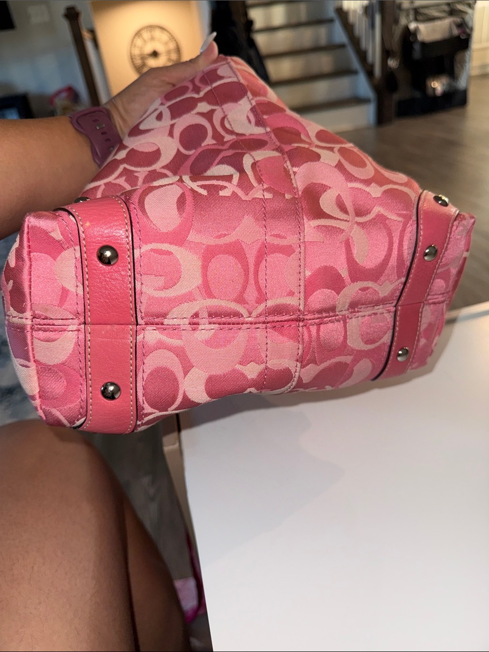Vintage Coach Carly Pink Optic Logo Shoulder Bag with Matching Scarf - Picture 7 of 8